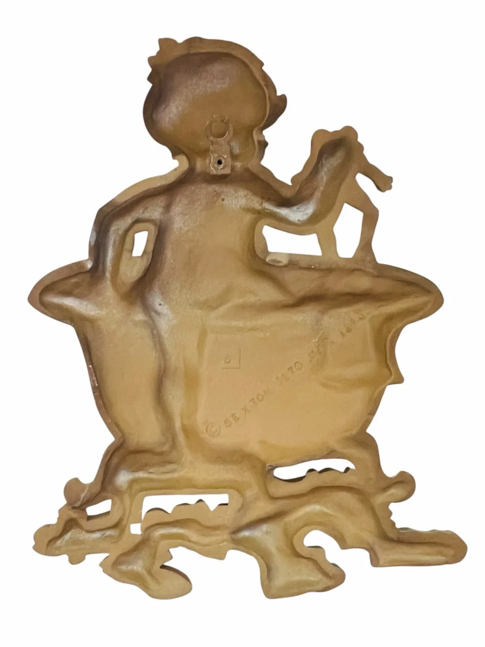 Vintage 1970 Boy with Frog Bathtub Bath Time Sexton Cast Meta Wall Decor